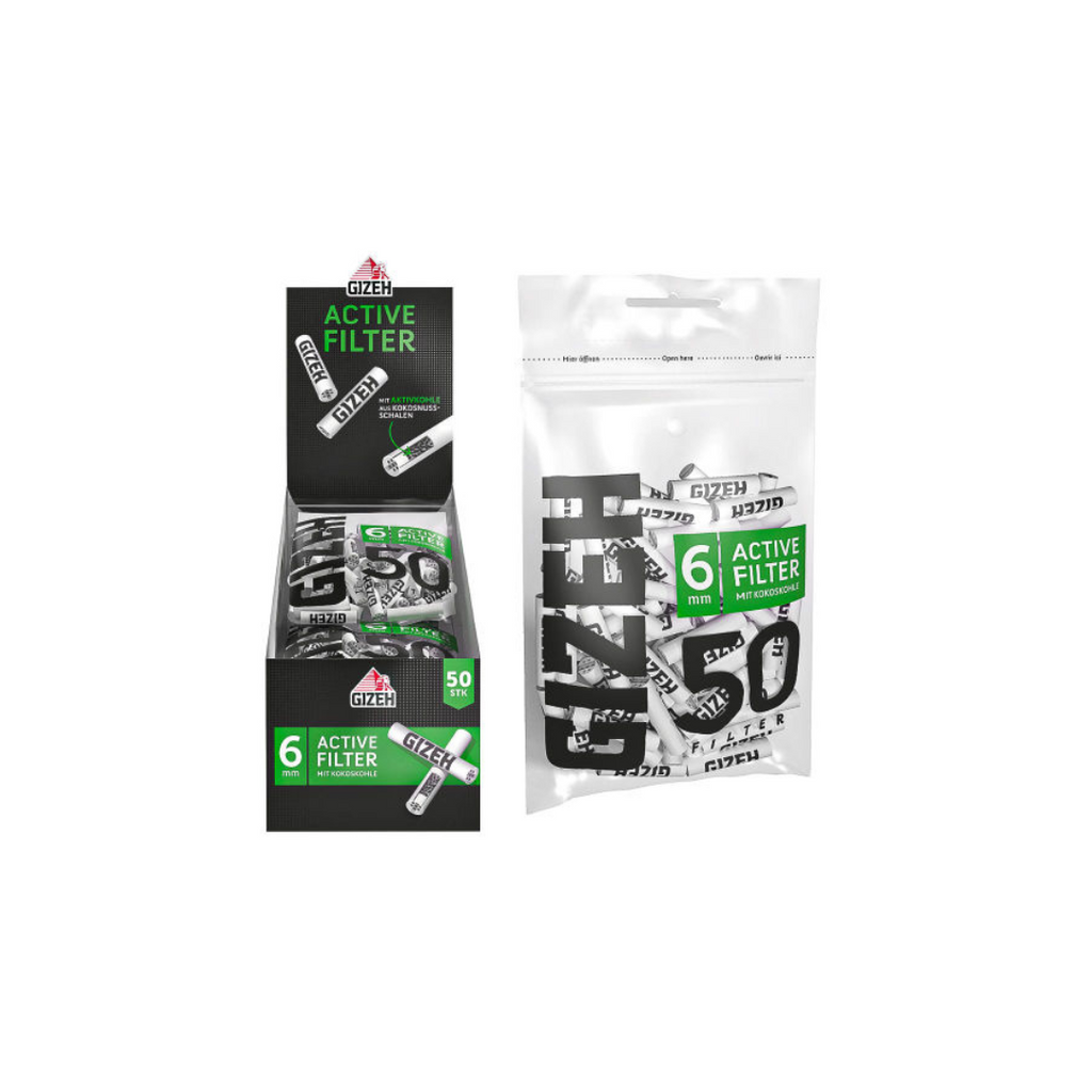 GIZEH BLACK® Active Filter 6 mm – 50 Stk Beutel (Farbe wählbar)