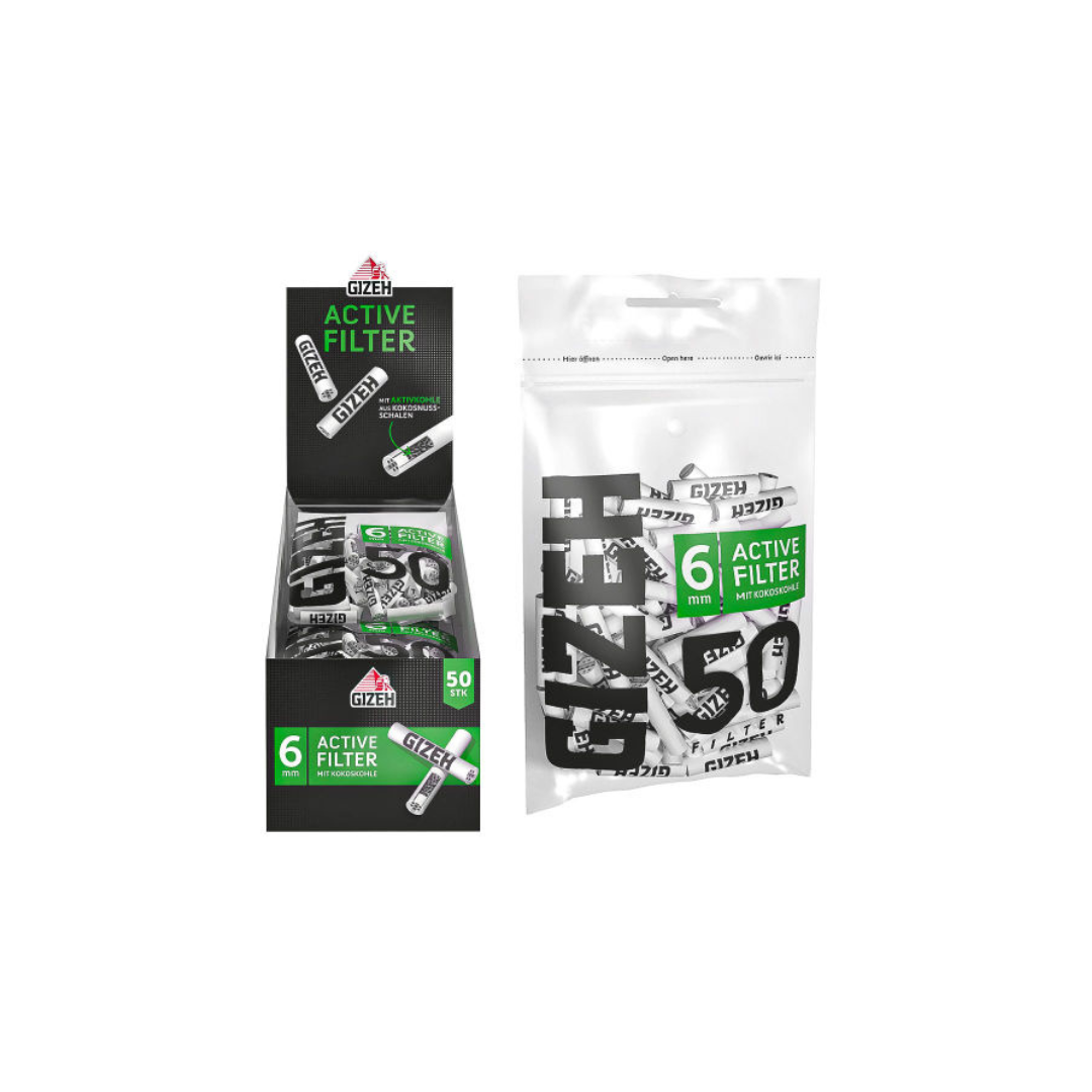 GIZEH BLACK® Active Filter 6 mm – 50 Stk Beutel (Farbe wählbar)