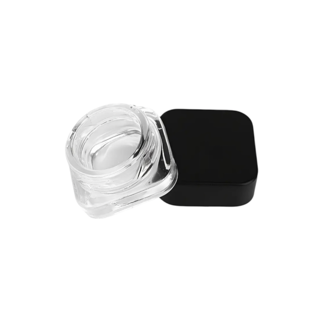 Glasdöschen 5 ml – klar mit schwarzem Deckel