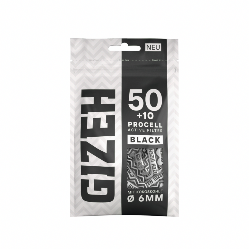 GIZEH BLACK® Procell Active Filter 6 mm – 50 + 10 Stück Beutel